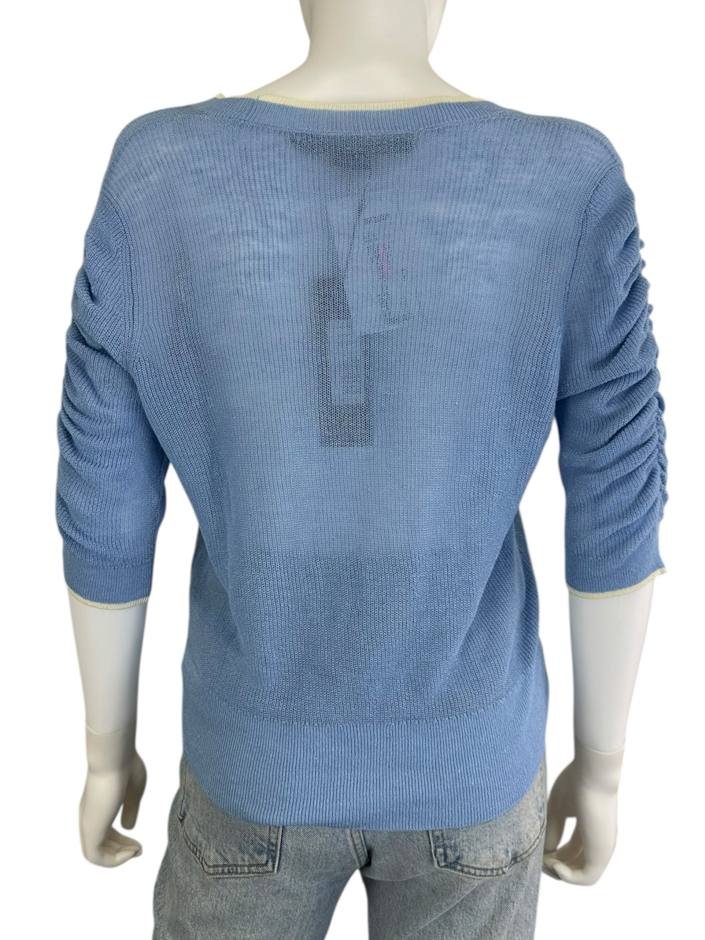 VERONICA BEARD Blue Sheer Top Size M