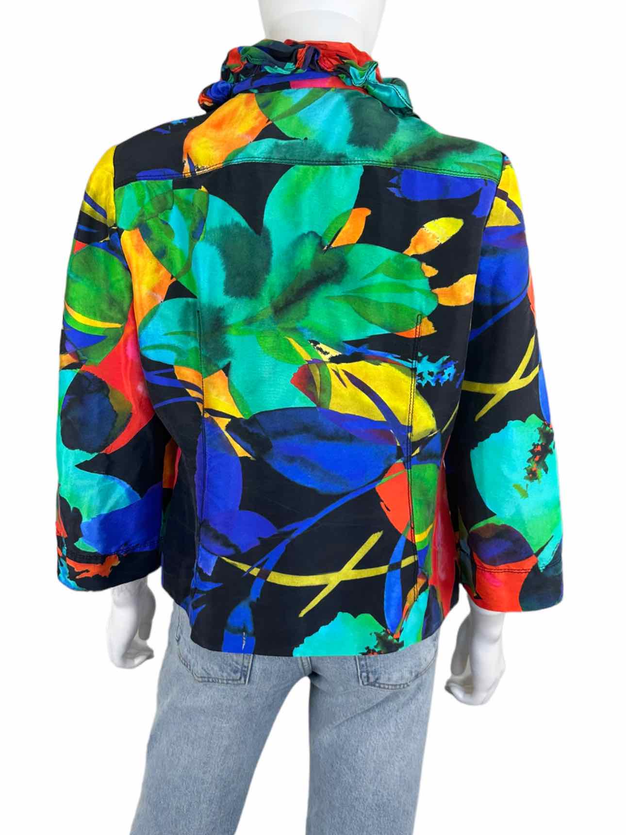 CARLISLE Multi-colored 100% Silk Print Jacket Size 12