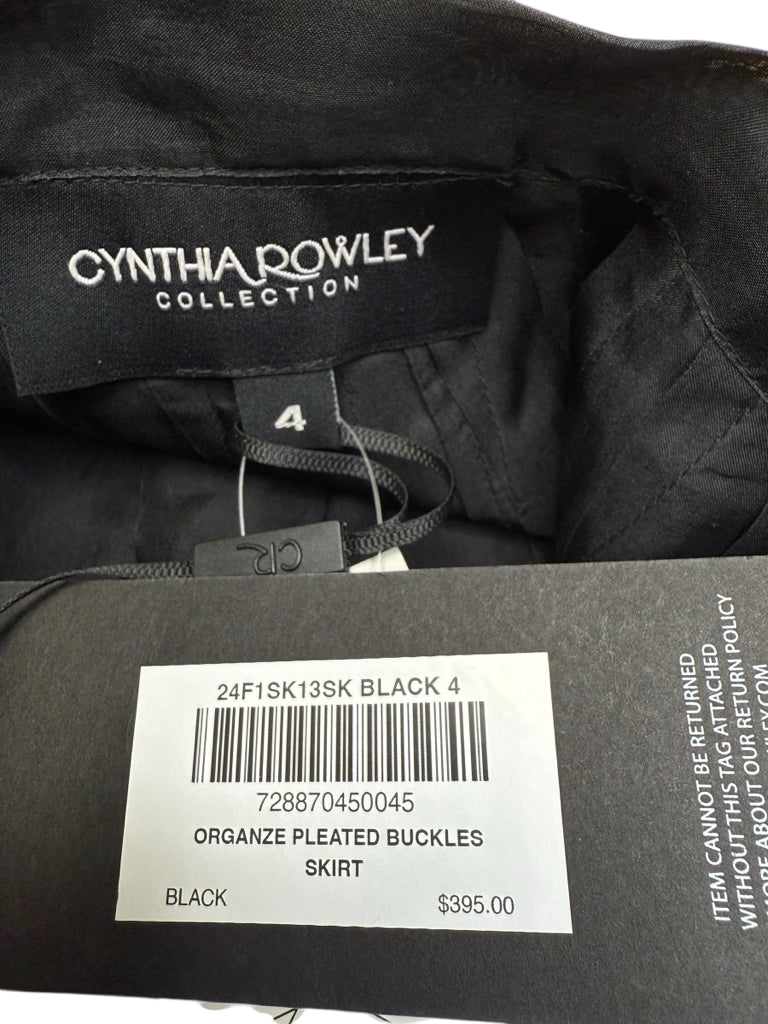 CYNTHIA ROWLEY COLLECTION NWT Black Organze Pleated Buckles Skirt Size 4