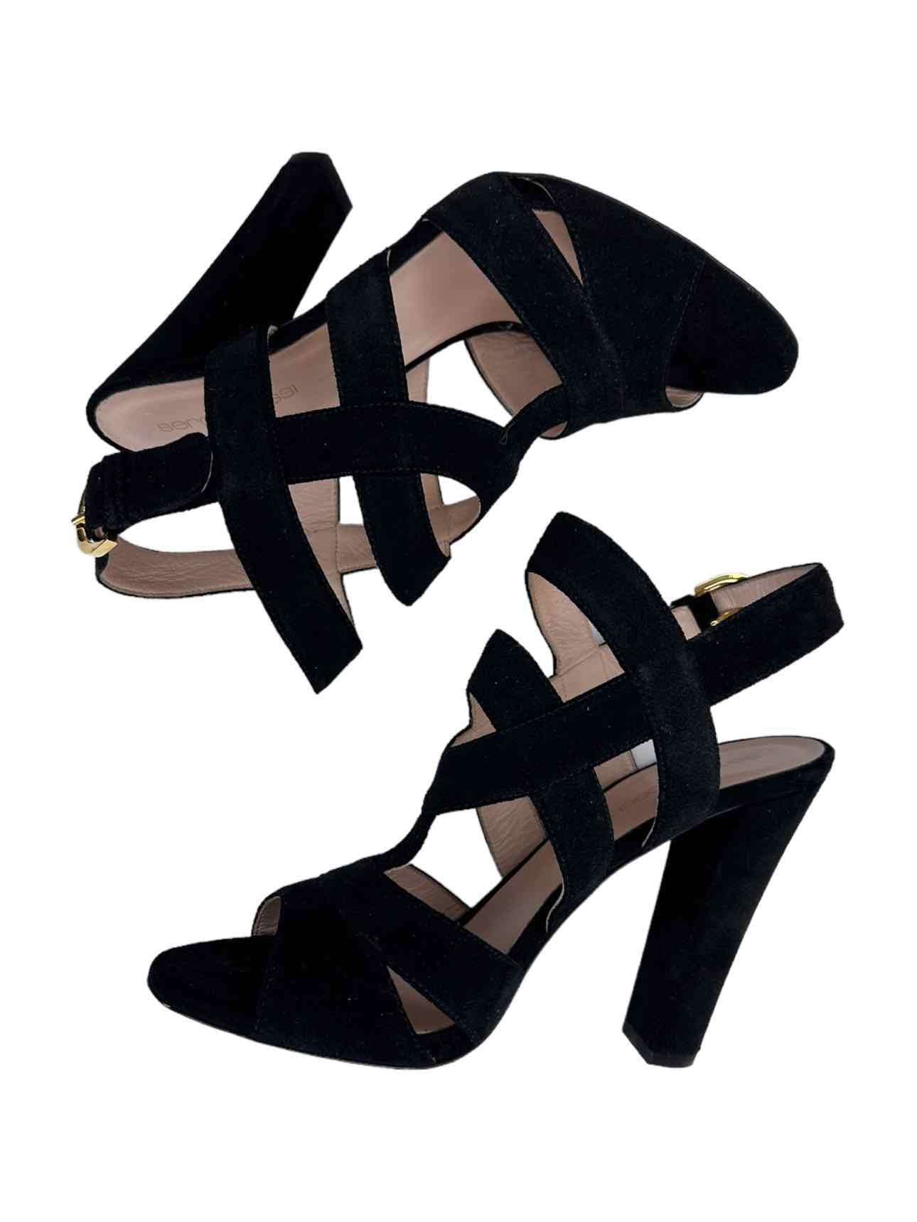 Sergio Rossi Black Suede Sandal Pump Size 38