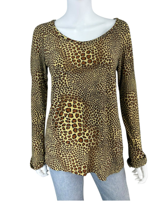 Norma Kamali Brown Leopard Print Knit Top Size L