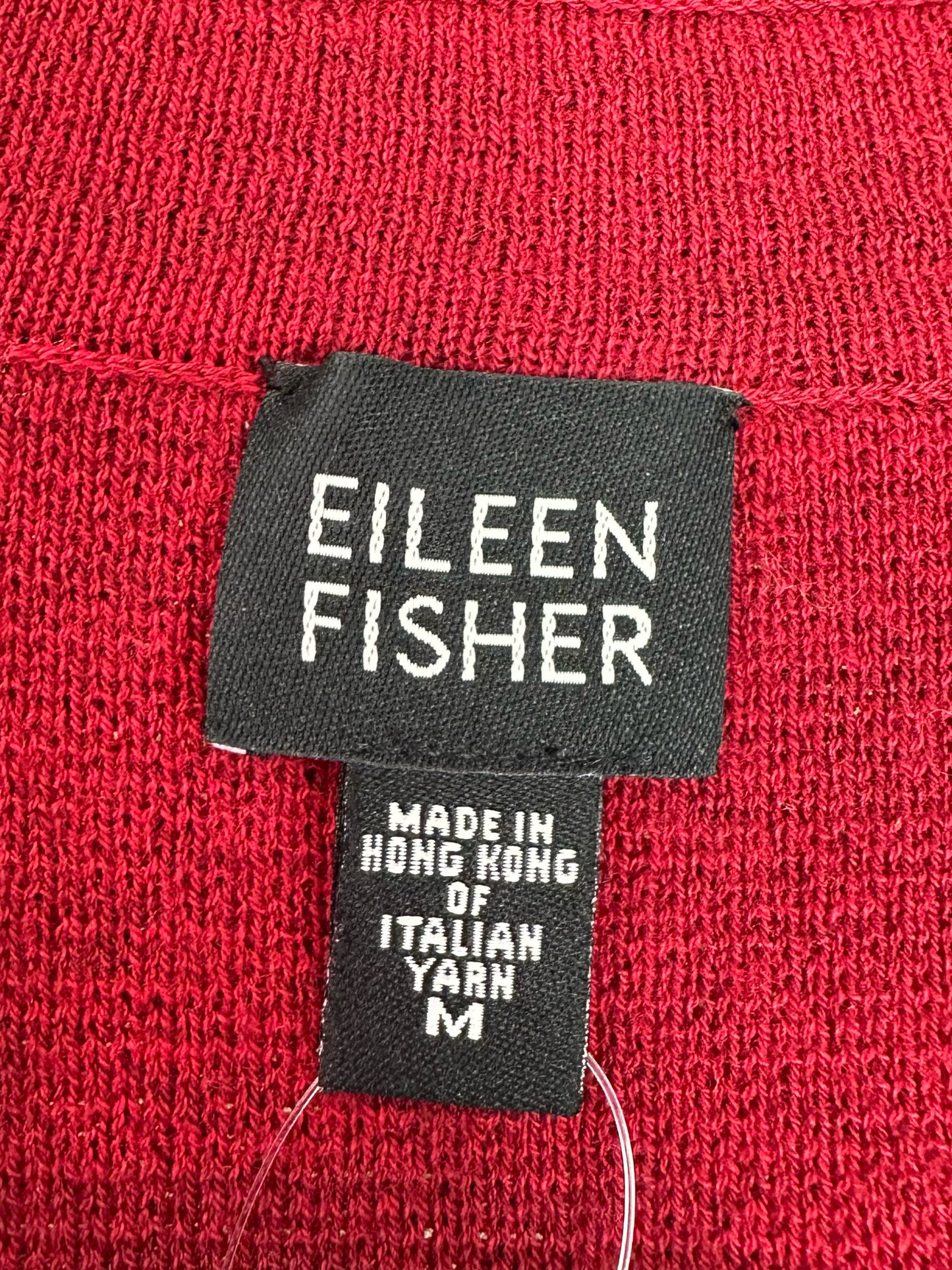 EILEEN FISHER Red 100% Wool Sweater Duster Cardigan Size M