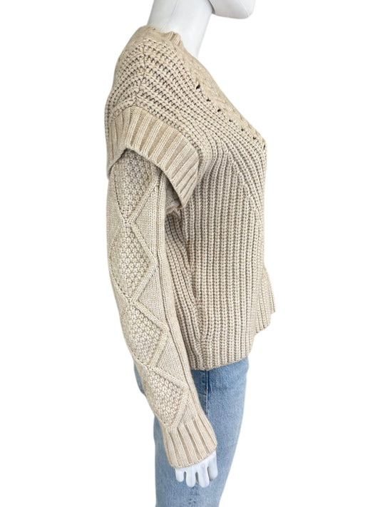 Jamison Tan Cable Knitted Sweater Size S