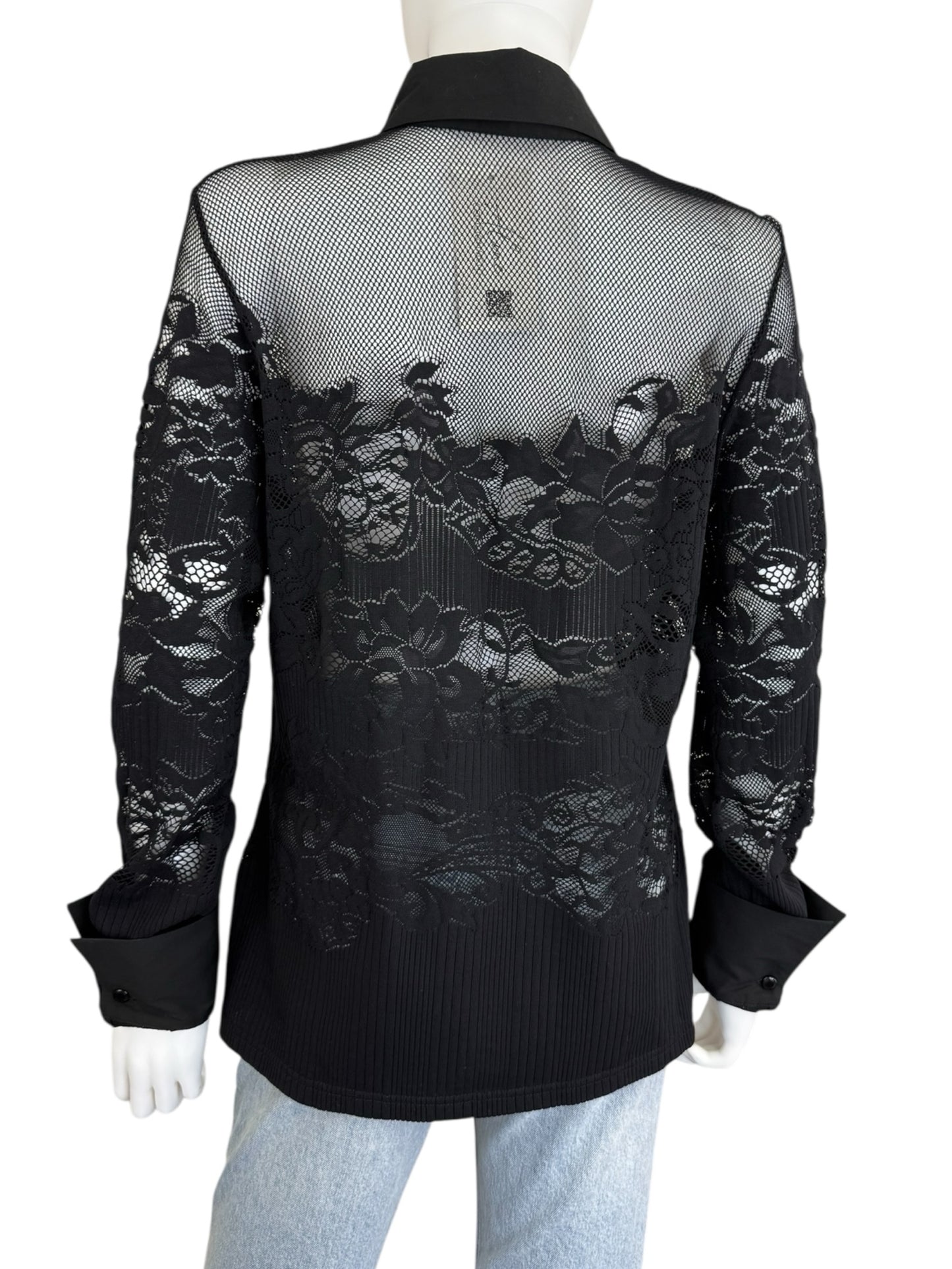 Anne Fontaine Black Lace Button-down Shirt Size XL