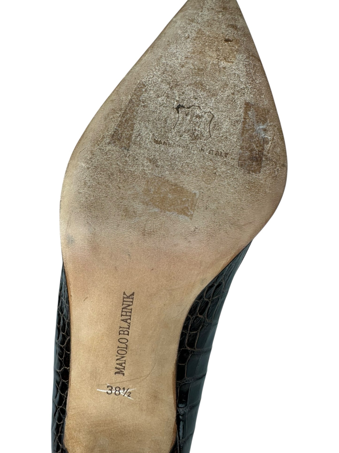 Manolo Blahnik Brown Crocodile Pumps Size 38.5