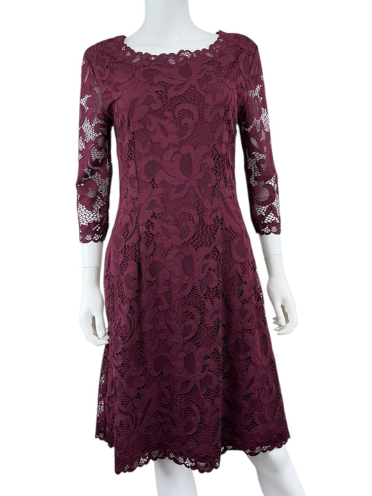 Josie Natori Purple Floral Lace Cocktail Dress Size 8
