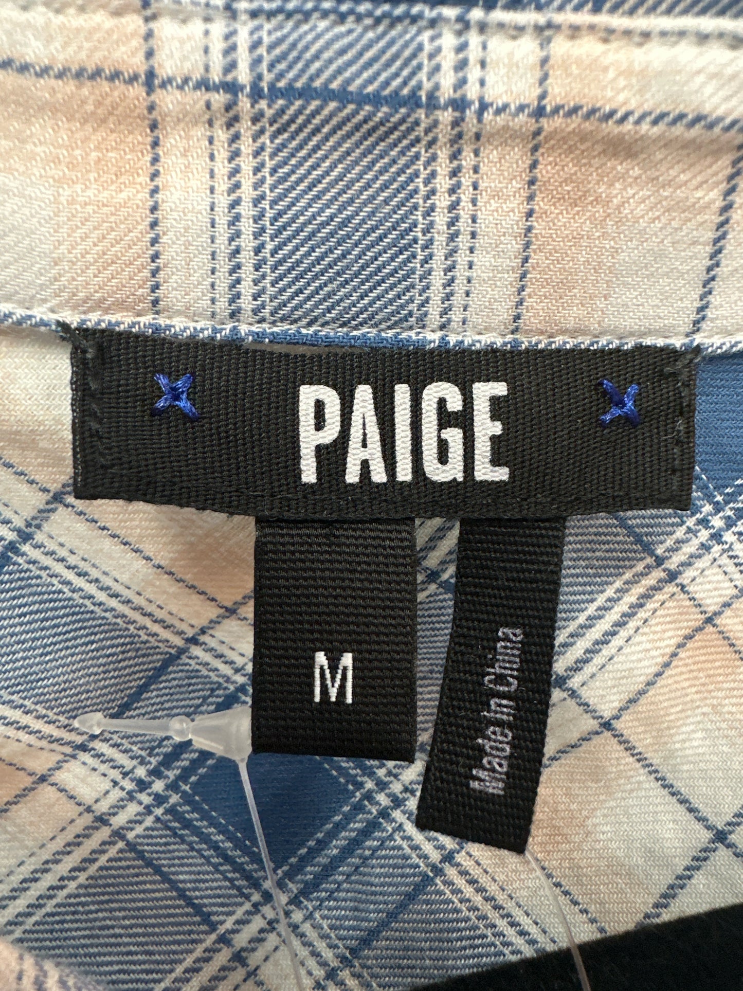 PAIGE 100% Cotton Blue Plaid Button-Down Size M
