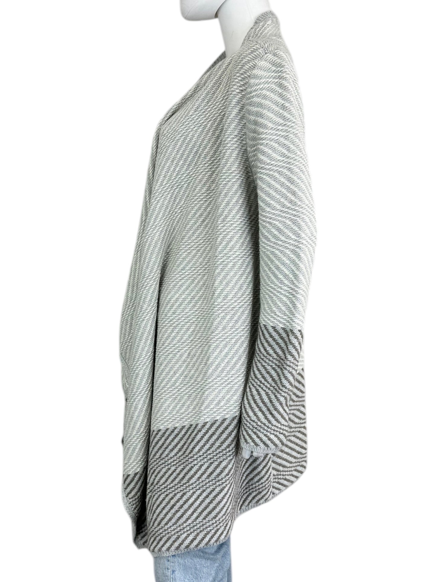 Lucky Brand NWT Grey and White Striped Knit Cardigan Size M
