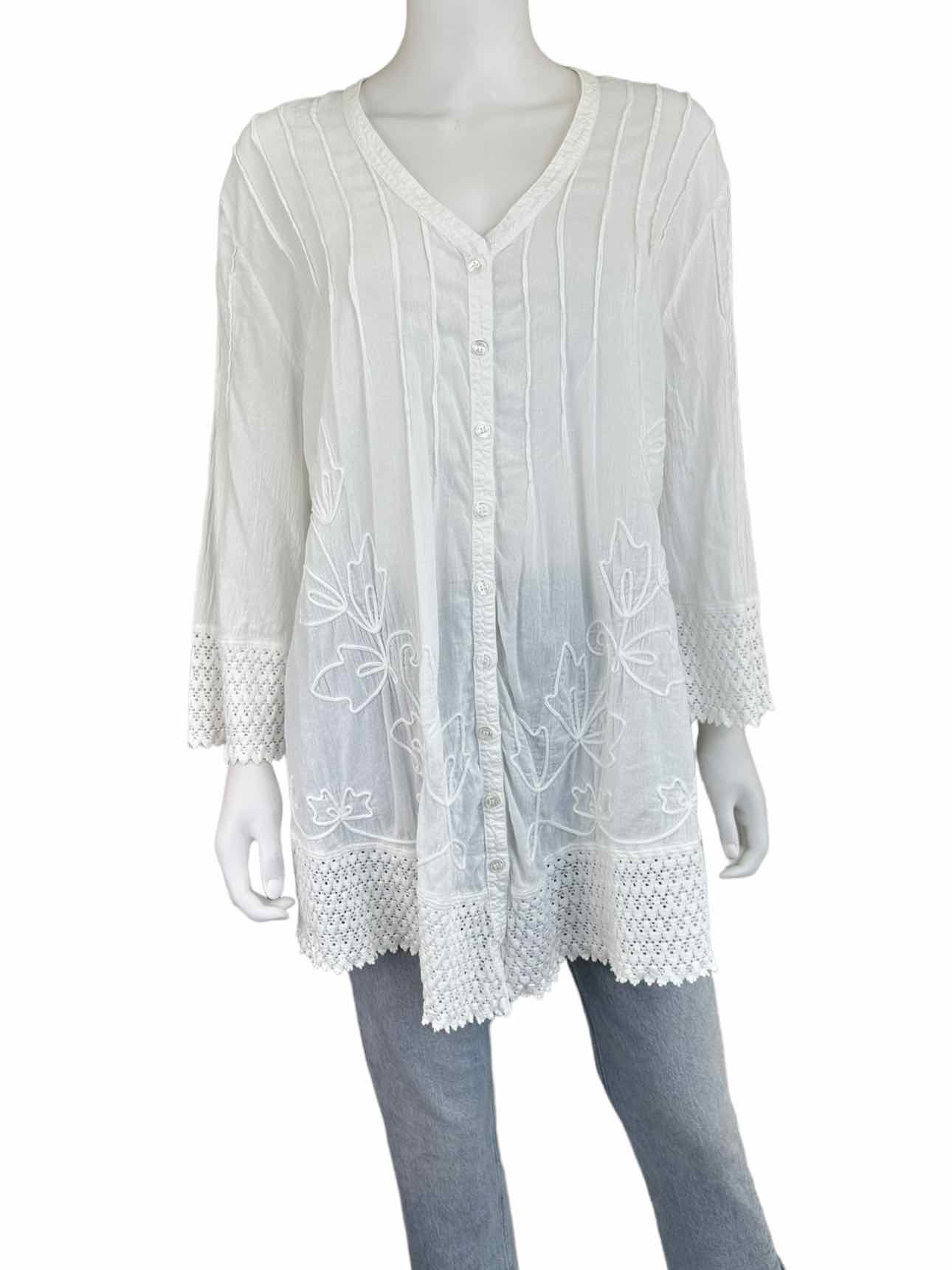 Gretty Zuegar 100% Cotton White Blouse Size L