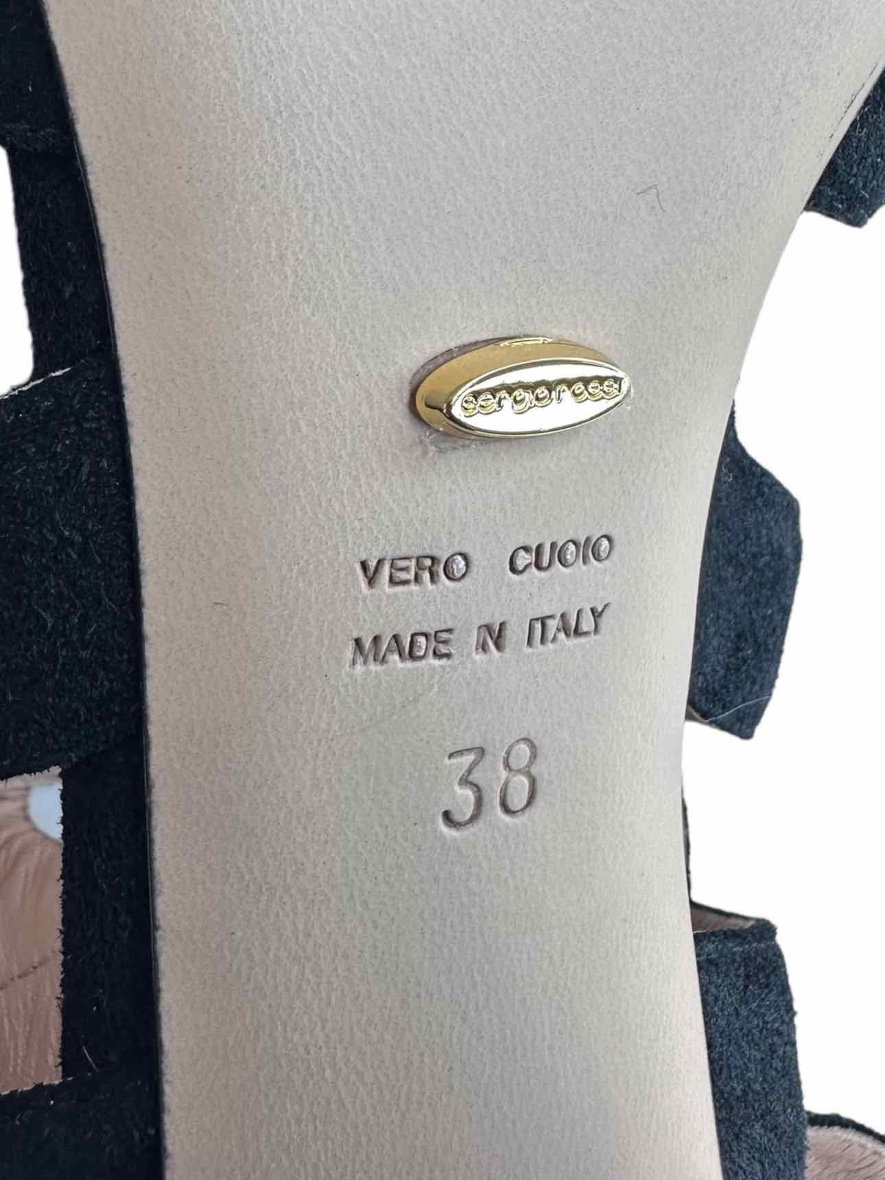 Sergio Rossi Black Suede Sandal Pump Size 38