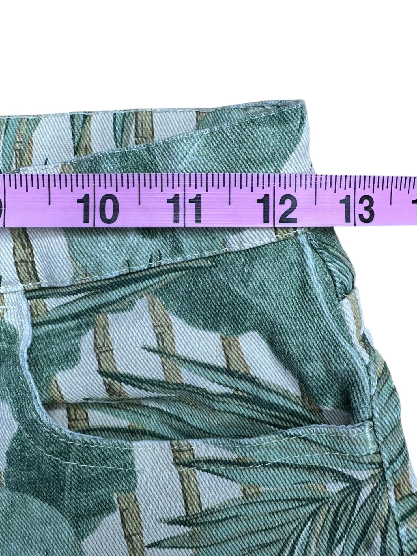 Mumu Blue Green Leaf Print Cropped Jean Size 27