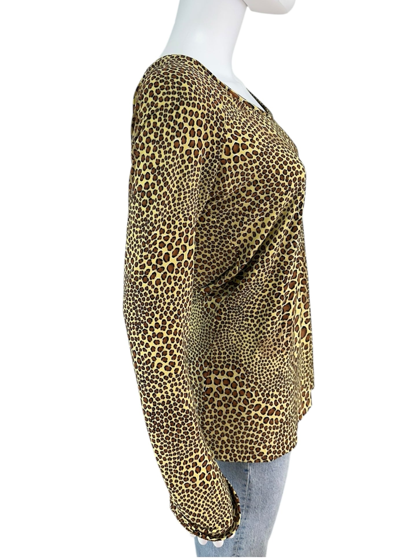 Norma Kamali Brown Leopard Print Knit Top Size L