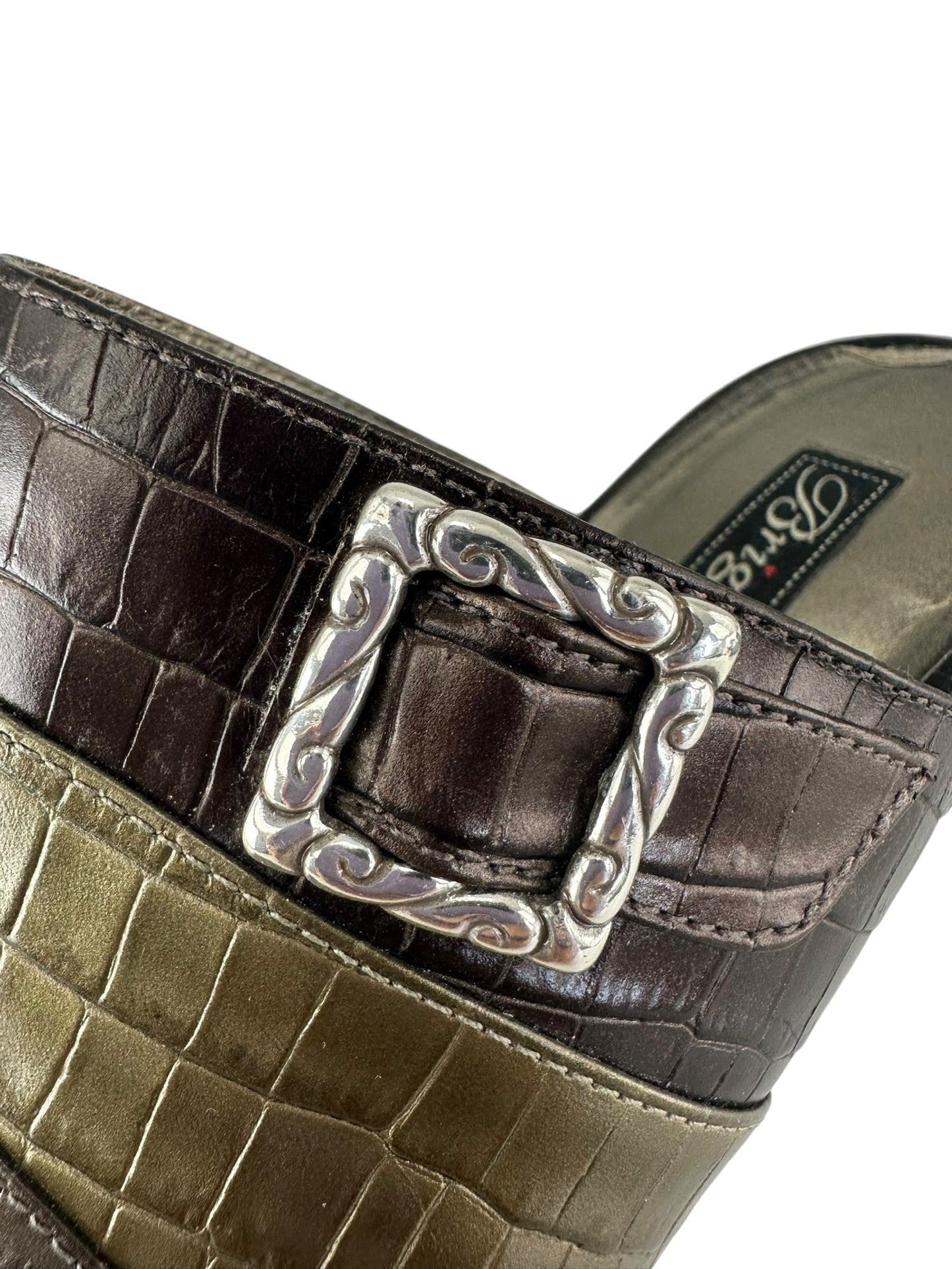 Brighton Green and Brown Croc Heels Size 11