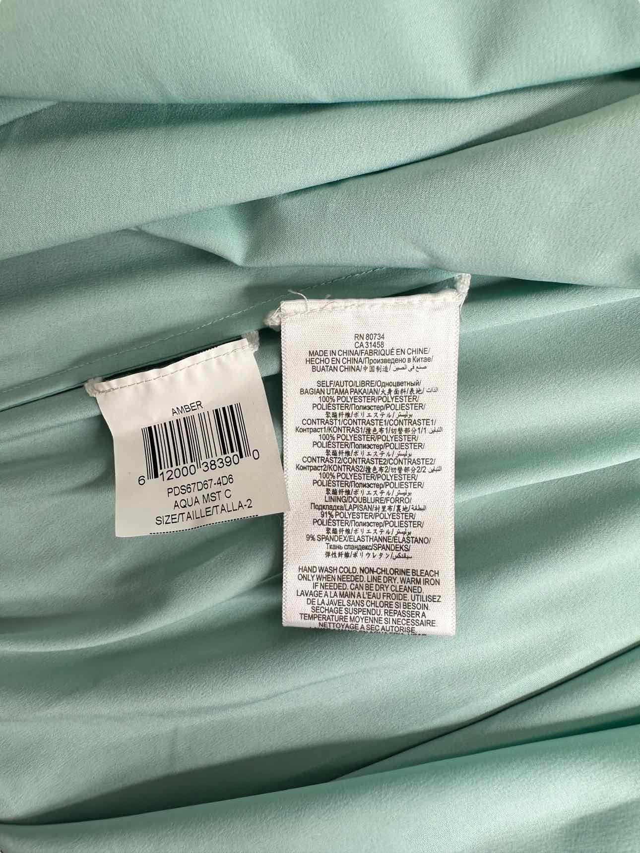BCBGMAXAZRIA NWT Amber Aqua Floral Print Strapless Cocktail Dress Size 2