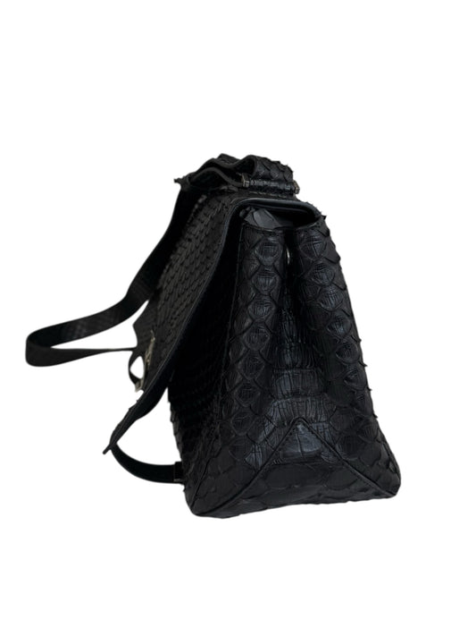 Proenza Schouler Black Leather PS Courier Python Designer Handbag