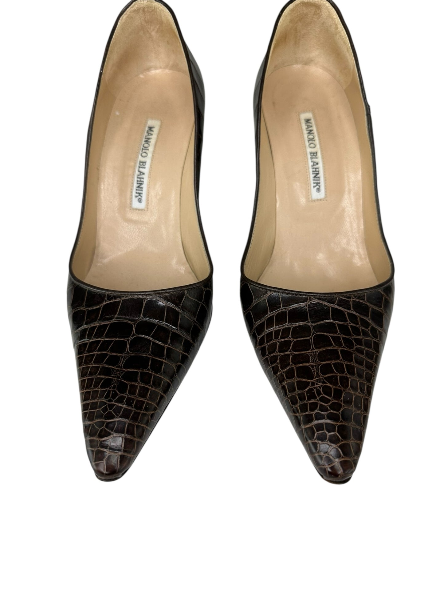 Manolo Blahnik Brown Crocodile Pumps Size 38.5