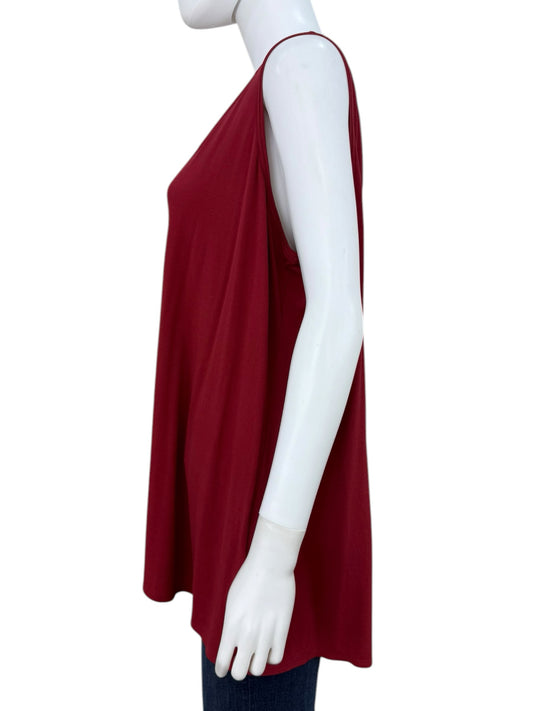 EILEEN FISHER Burgundy 100% Silk Tank Size 2X