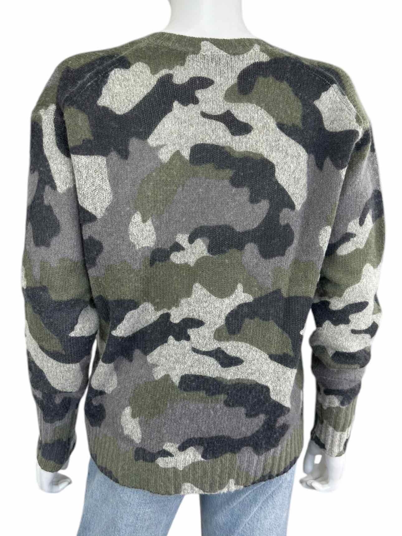 360 CASHMERE Green Camouflage Cashmere Sweater Size XS