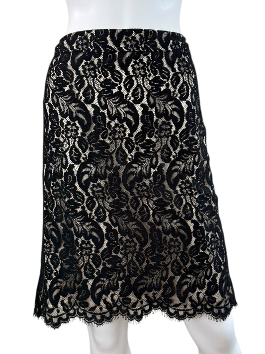 White House Black Market Black Lace Skirt Size 8