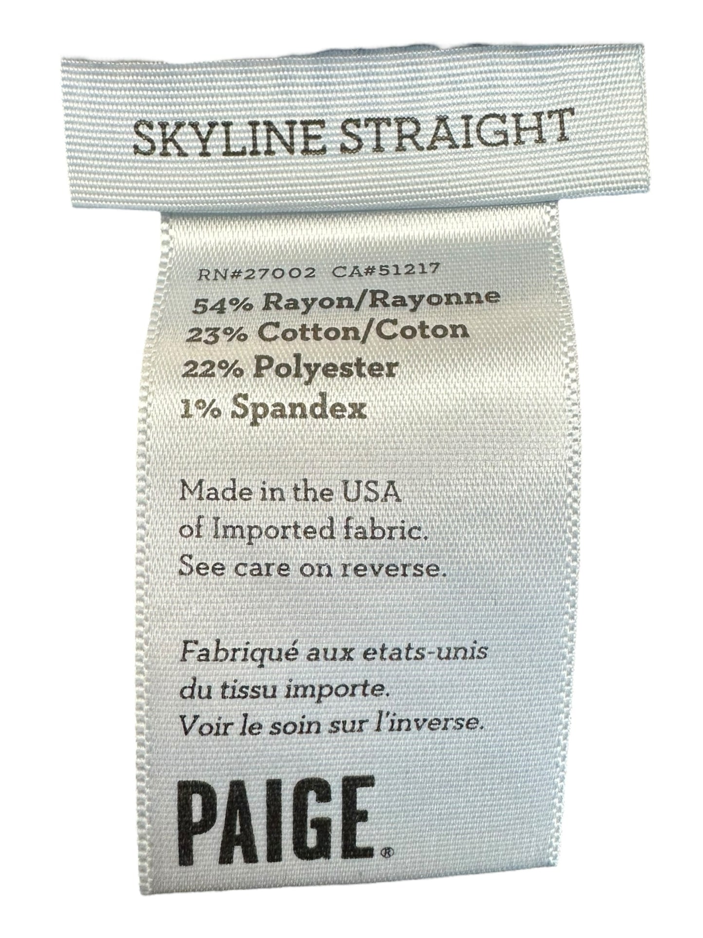 PAIGE Skyline Straight Jeans Size 26