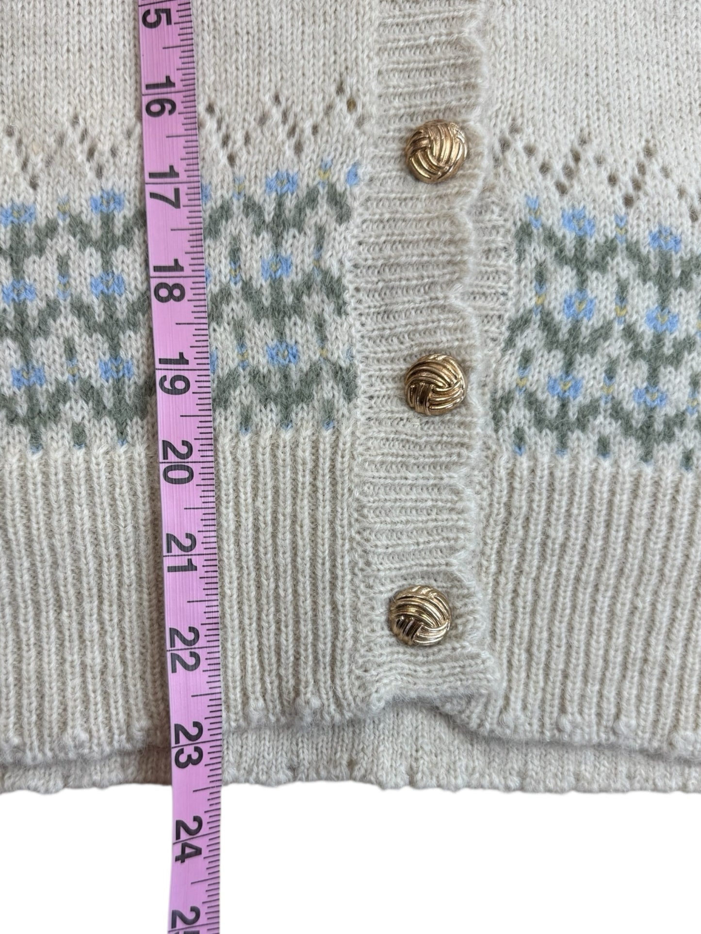 heartloom Cream Floral Pointelle Sweater Vest Size S