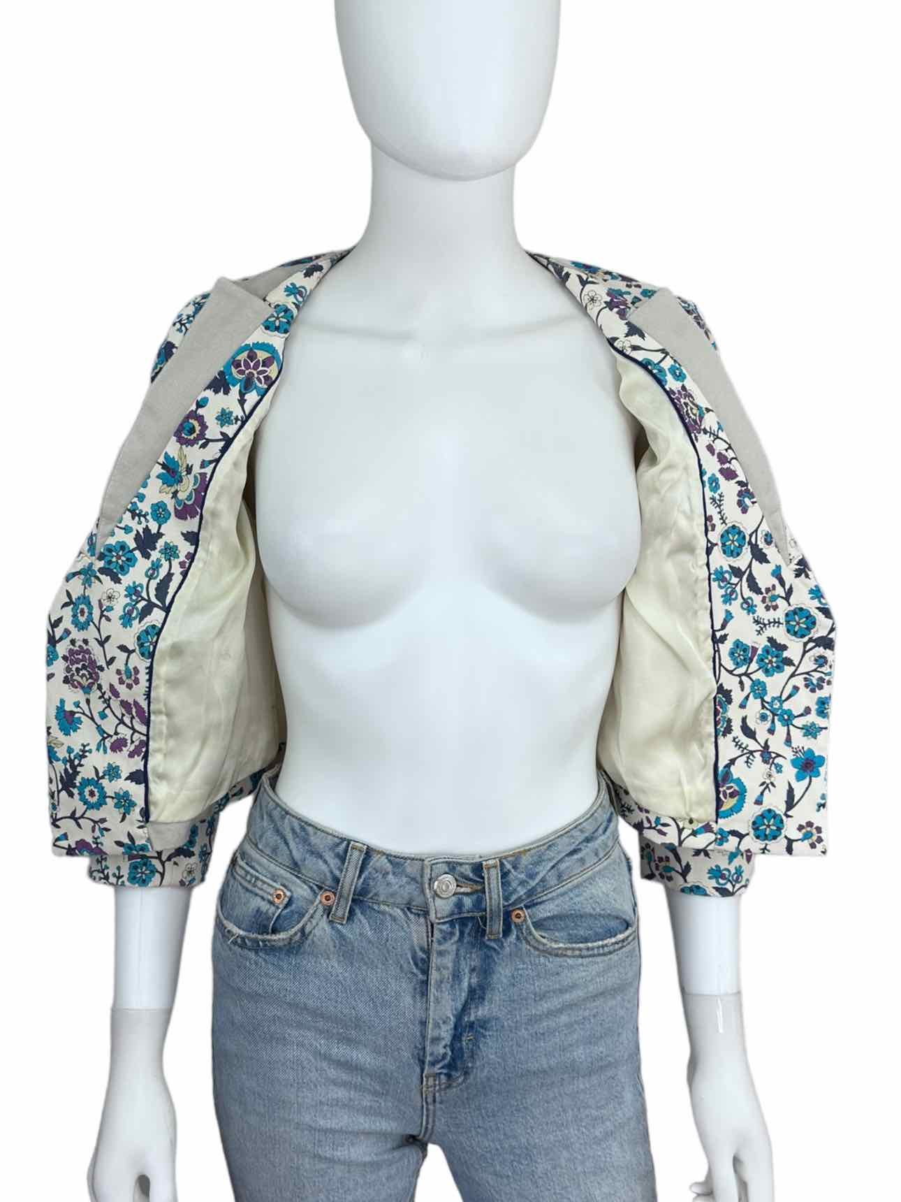 elevenses Cropped Floral Print Jacket Size 2