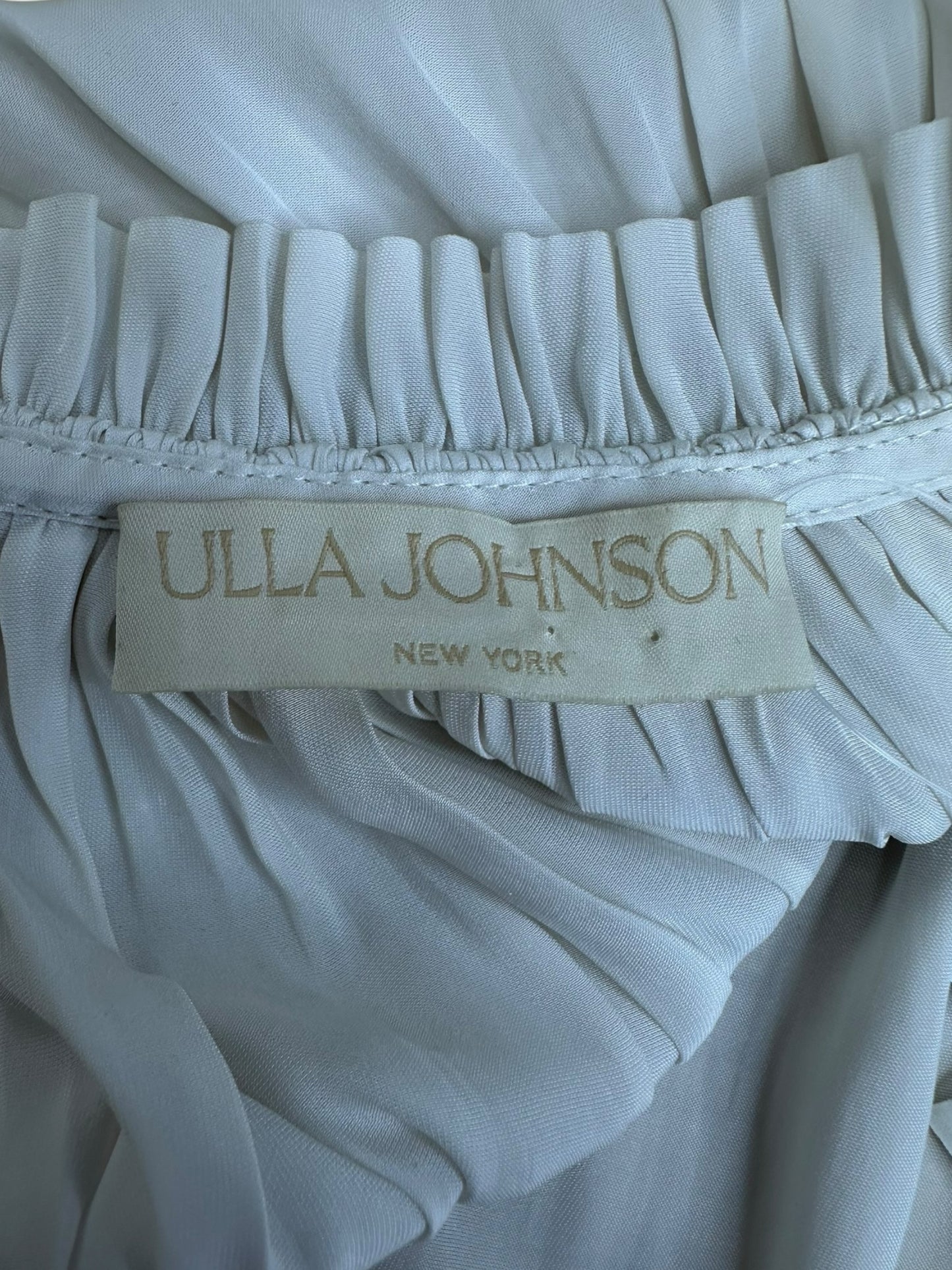 ULLA JOHNSON Sheer White Ruffle Blouse Size 4