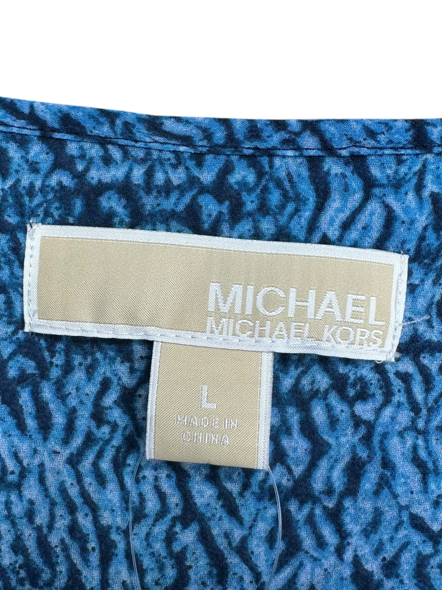 MICHAEL Michael Kors Blue Printed Tie Neck Blouse Size L