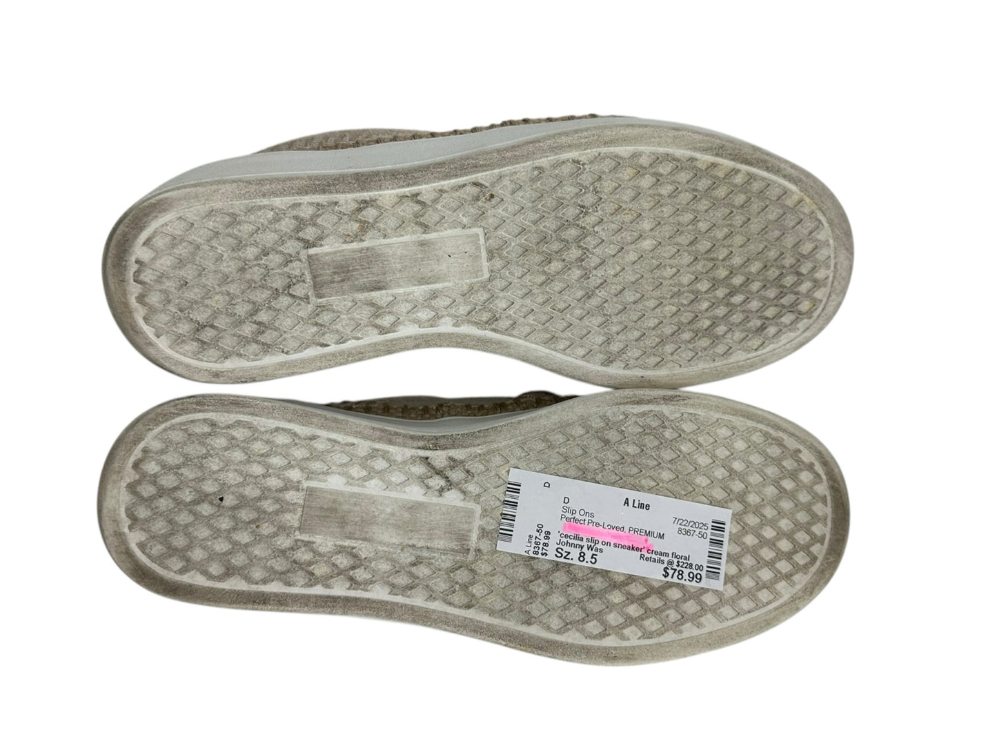 Johnny Was Tan Embroidered Cecilia Slip-on Sneakers Size 8.5