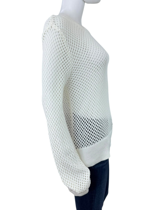 Monrow White Cotton Open Knit Sweater Size M