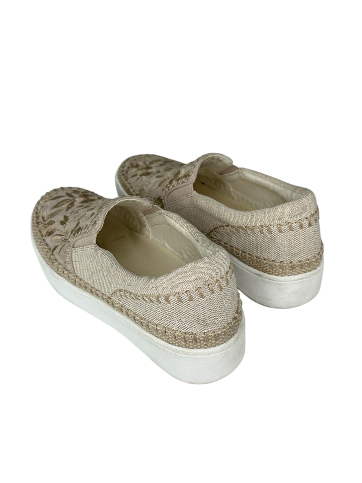 Johnny Was Tan Embroidered Cecilia Slip-on Sneakers Size 8.5