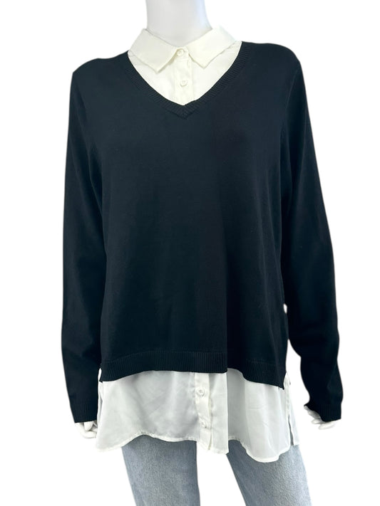 Adrianna Papell NWT Black Twofer Sweater Size XL