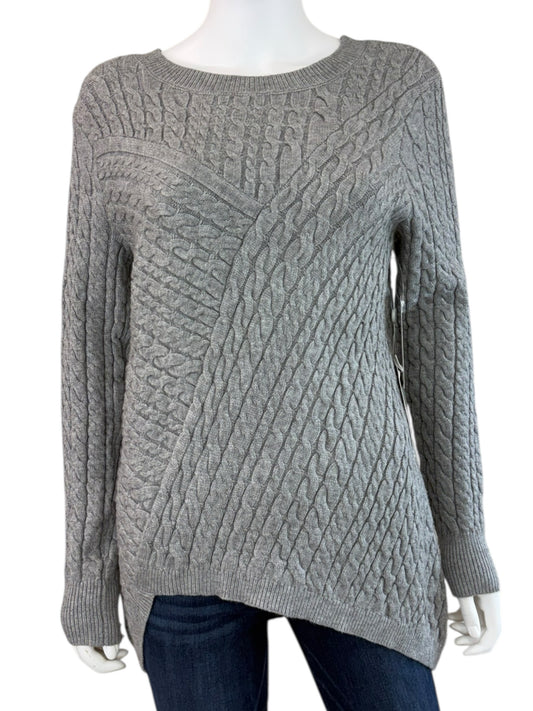 Evolution By Cyrus NWT Aneesa Gray Cable Knit Sweater Size S