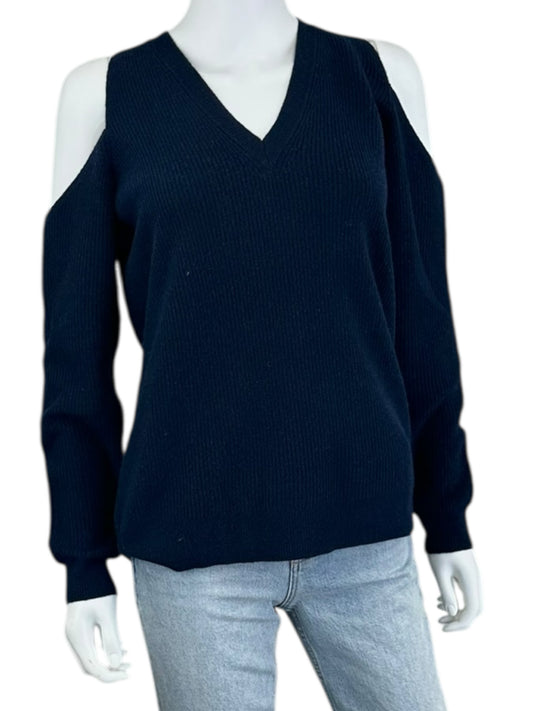 MILLY Navy 100% Cashmere Cold Shoulder Sweater Size S