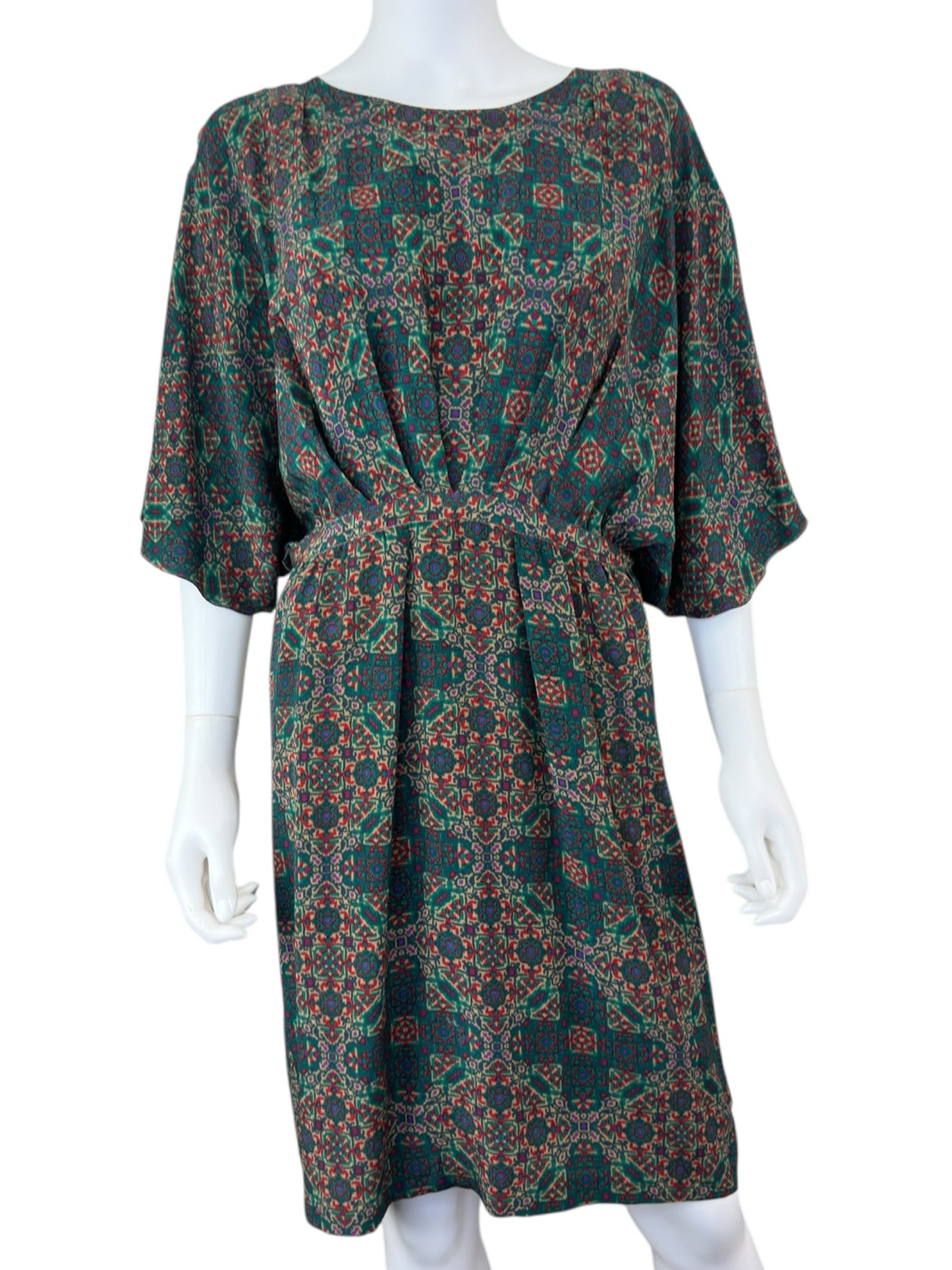 NIEVES LAVI Green 100% Silk Mini Dress Size 8