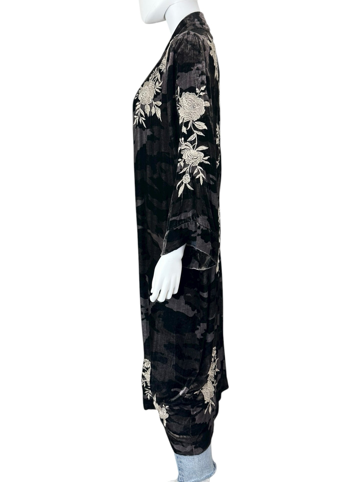 Johnny Was Santal Camouflage Velvet Duster Cardigan Size M