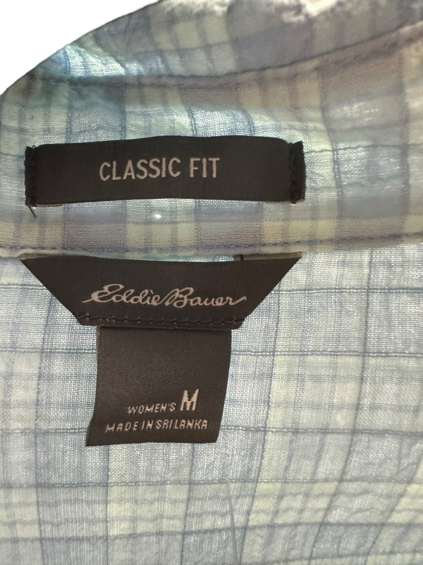 Eddie Bauer NWT Teal Plaid Button-Down Shirt Size M