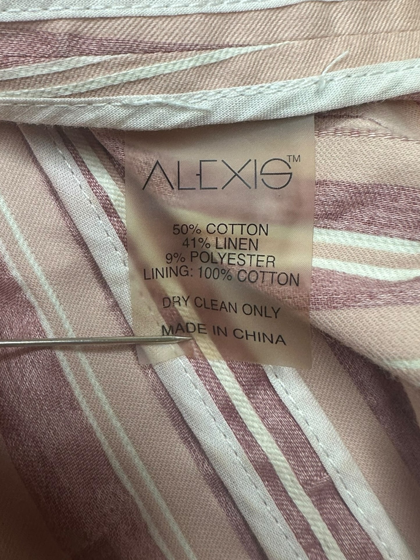 ALEXIS Pink Striped Linen Blend Mini Sundress Size M