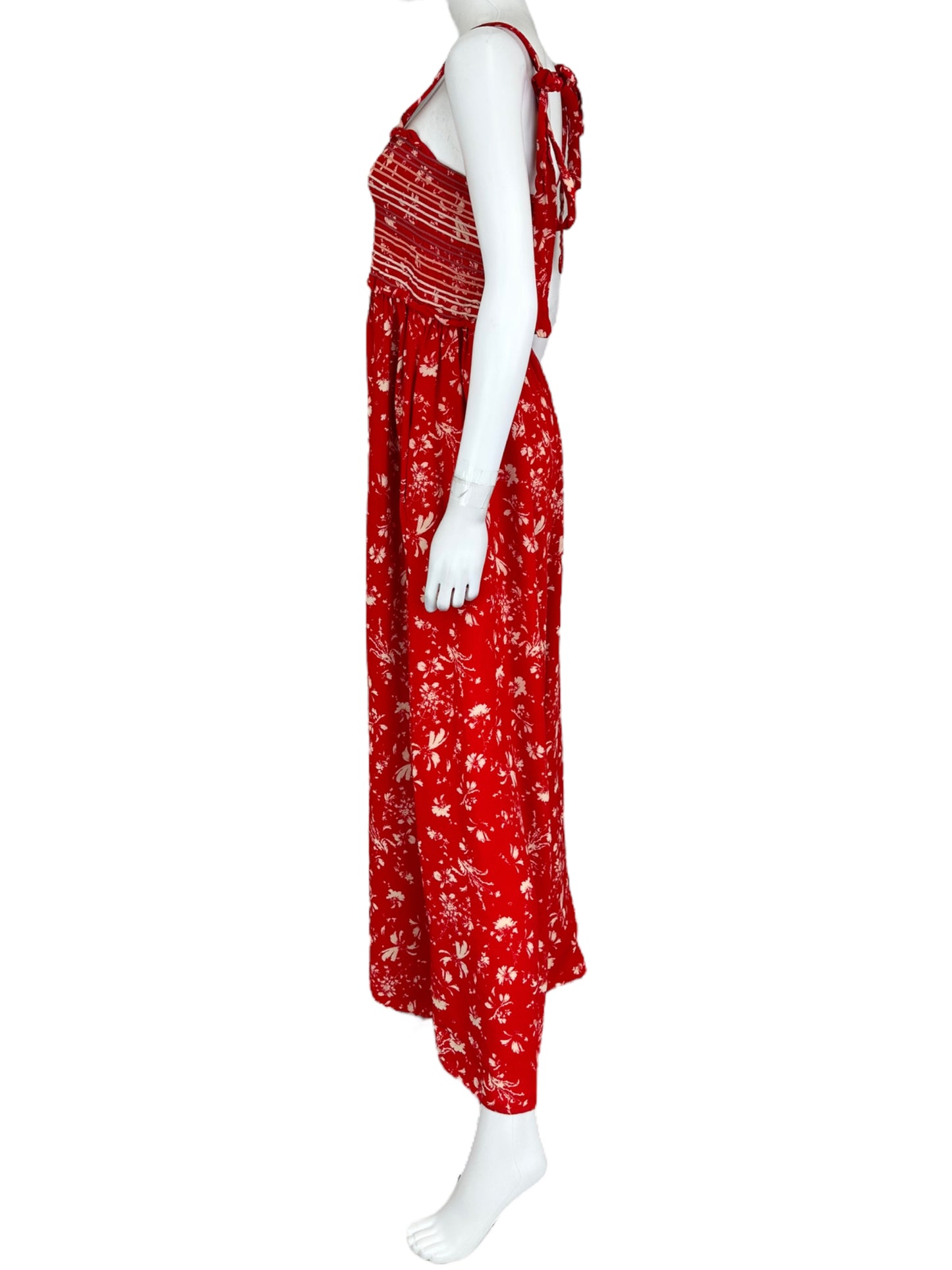 Free People Red Flowy Jumpsuit Size S