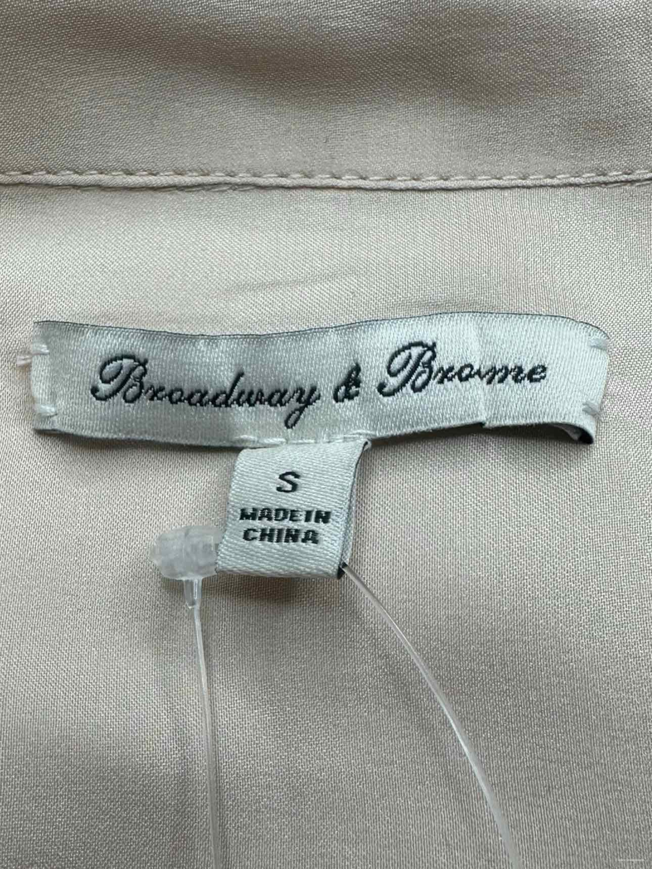 Broadway & Broome Tan 100% Silk Button-down Size S