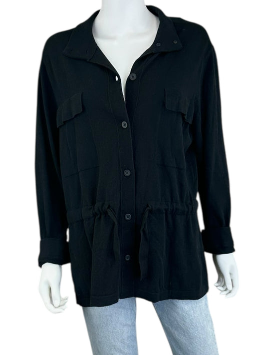 NIC & ZOE Black Knit Button-down Shirt Size XL