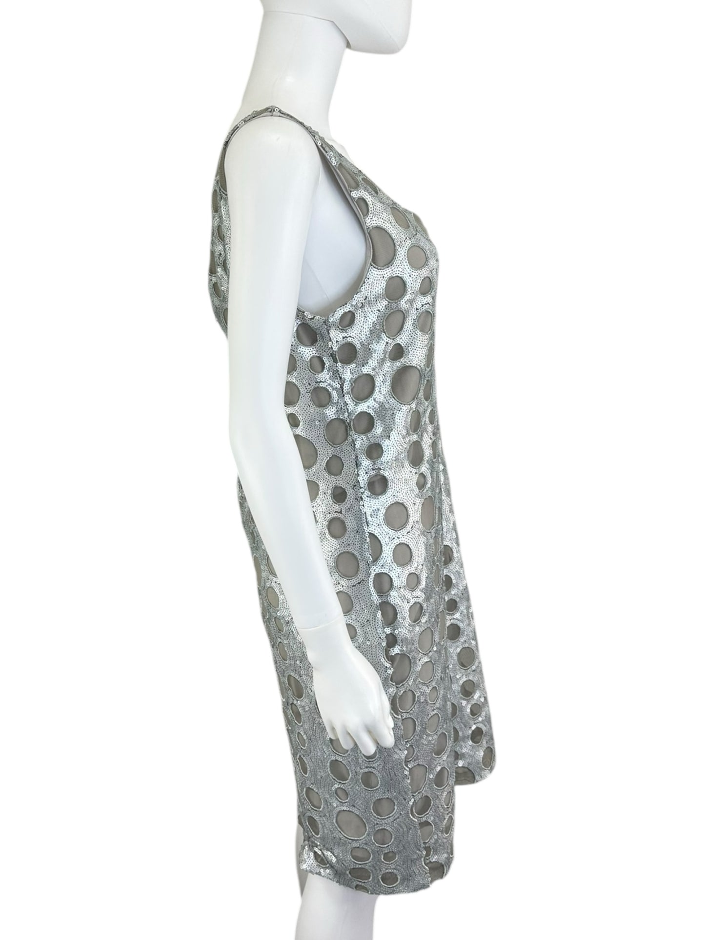 ISDA & Co Silver Sequin Cocktail Dress Size 12