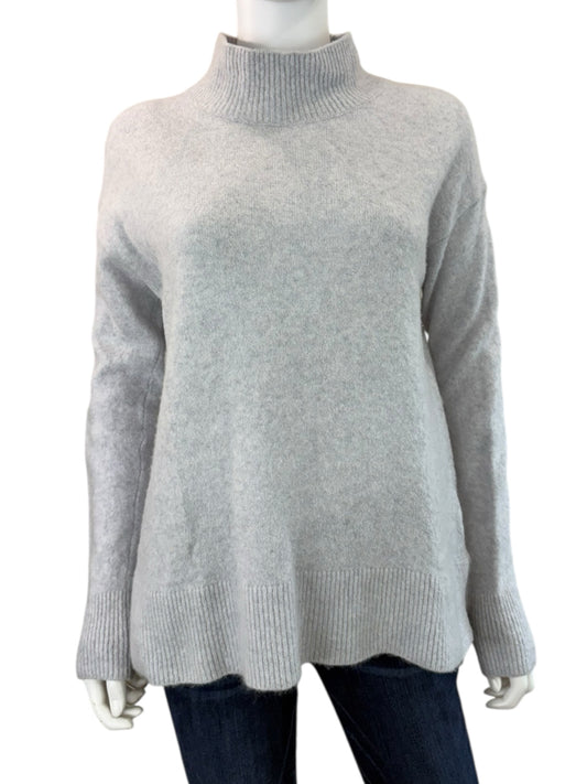 WHITE + WARREN Gray Cashmere Blend Mock Neck Sweater Size L