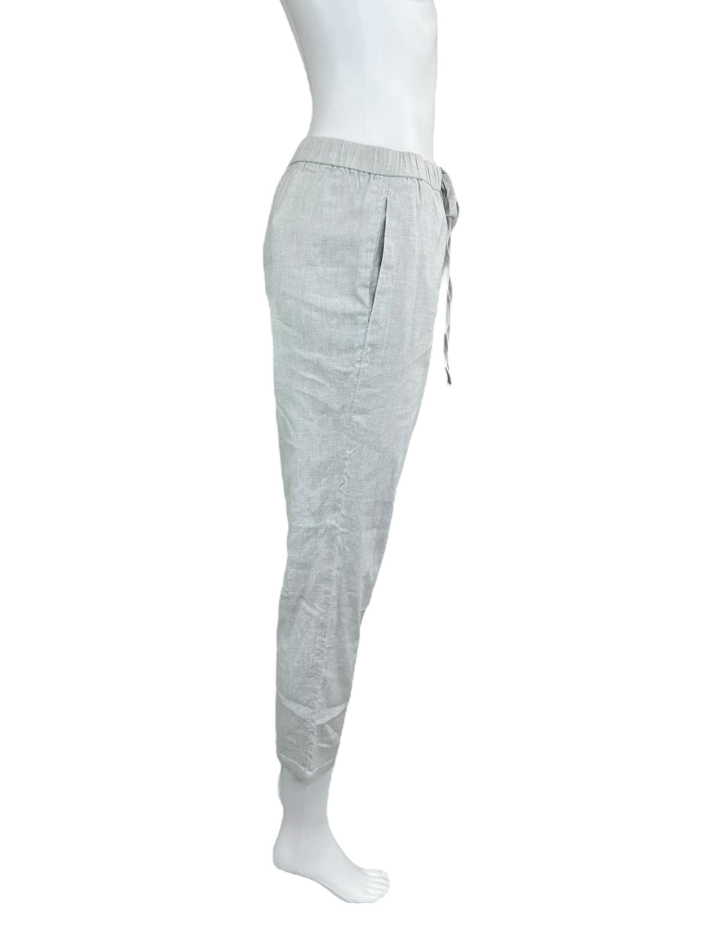 Theory Grey 100% Linen Cropped Pants Size S