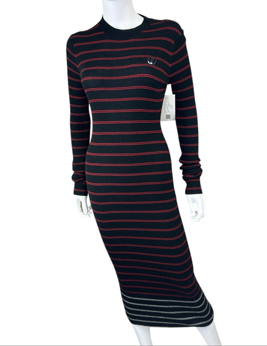 MCQ Alexander McQueen Black Striped Crewneck Sweater Dress Size S