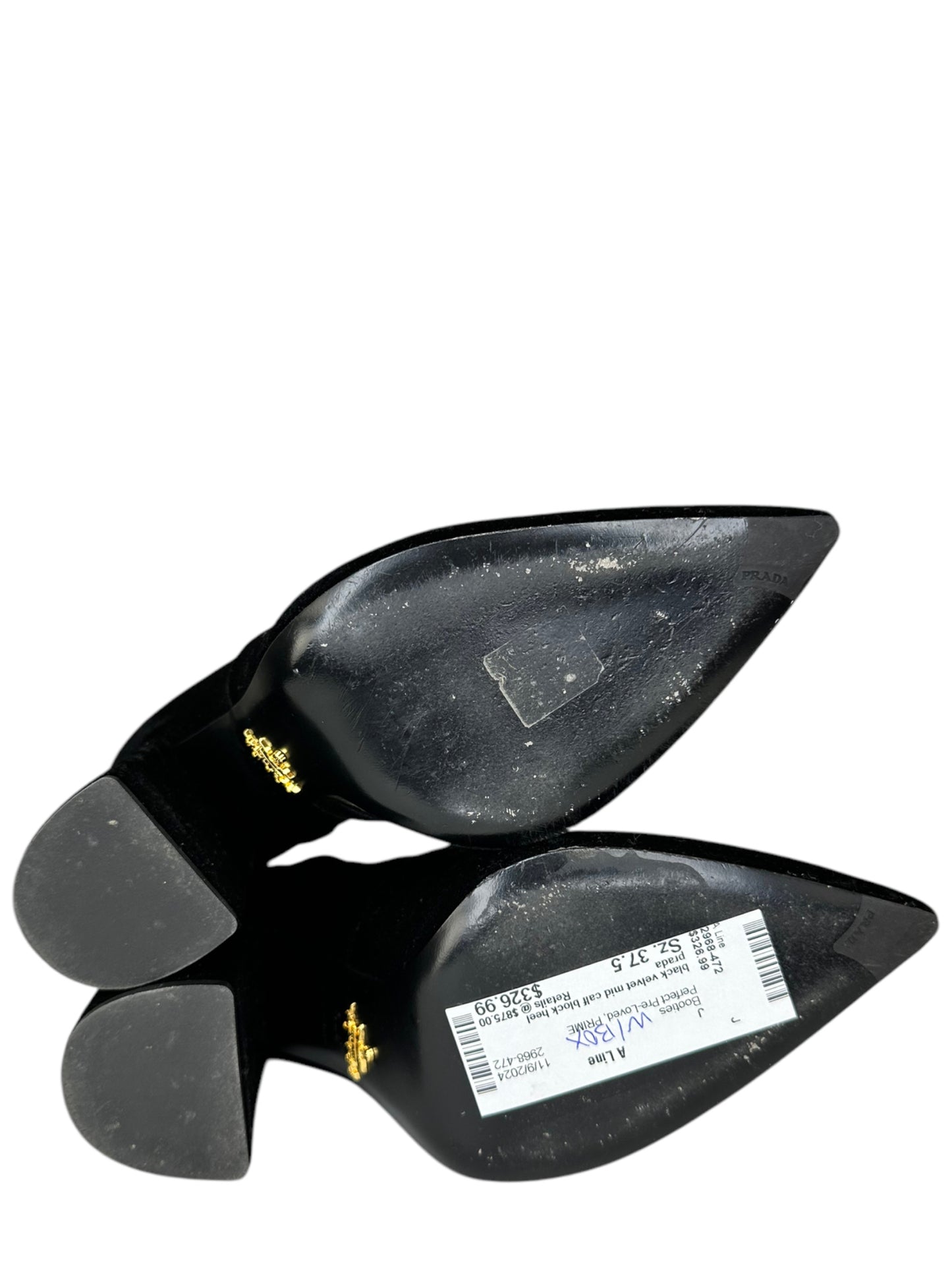 PRADA Black Velvet Bootie Size 37.5