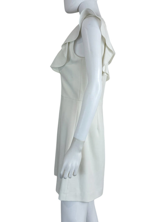 French Connection White Whisper Ruffle V-Neck Mini Cocktail Dress Size 8