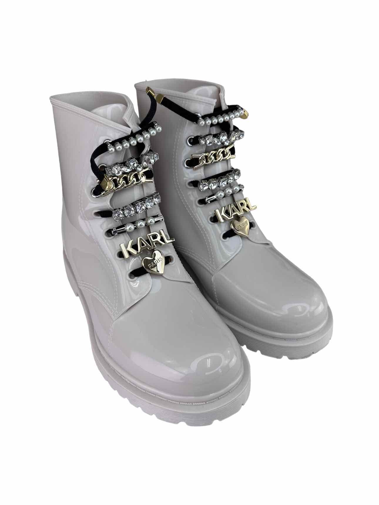 KARL LAGERFELD NWT White TOPANGA Rubber Boots Size 9
