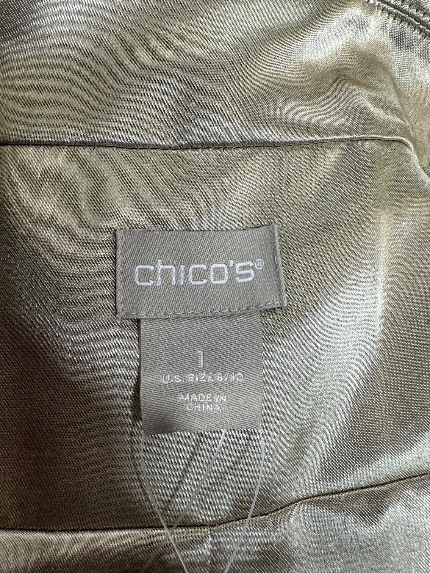 Chico's NWT Pewter Shantung Topper Coat Size 8/10
