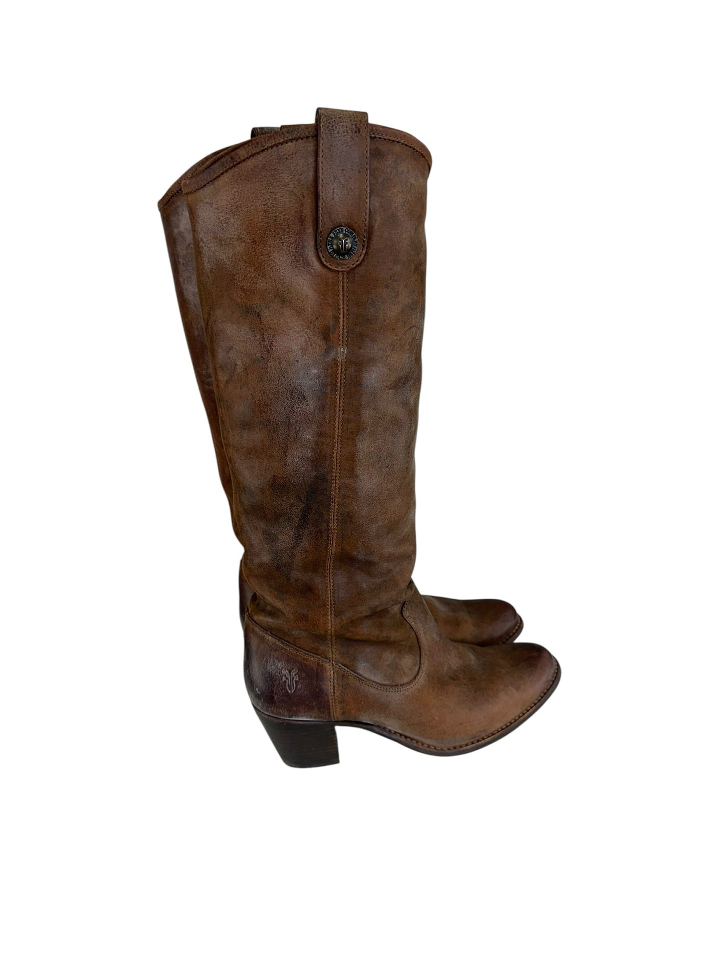 Frye Brown Leather Jackie Button Boots Size 9